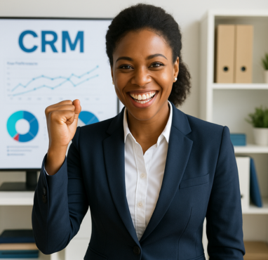 Professional smiling confidently, representing approachable support for CRM decision clarity.
