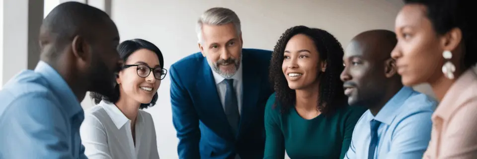 Executive leadership team in discussion, representing board-level collaboration and confident CRM decision-making.