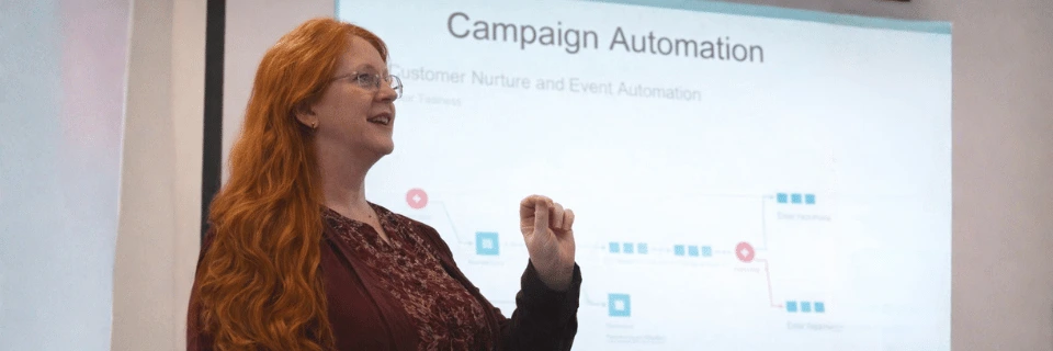 User performing click-based software training on digital interface