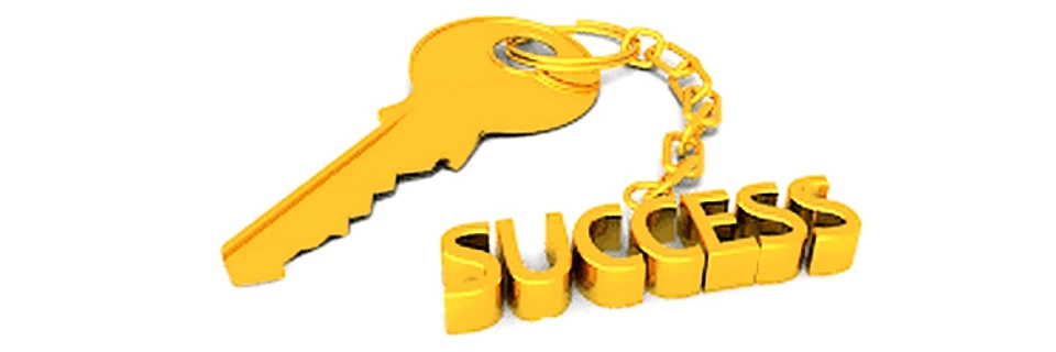 Exam success concept with key and certification training course theme